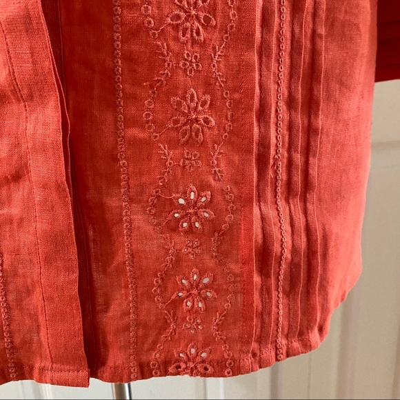 Tabi Boho Linen Shirt Tunic Women’s Size Medium Burnt Orange - Picture 3 of 10